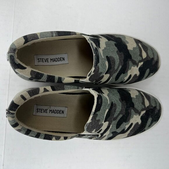Steve Madden Womens Gills Camo Platform Fabric Size 7.5M Slip-On Sneakers - Picture 6 of 10